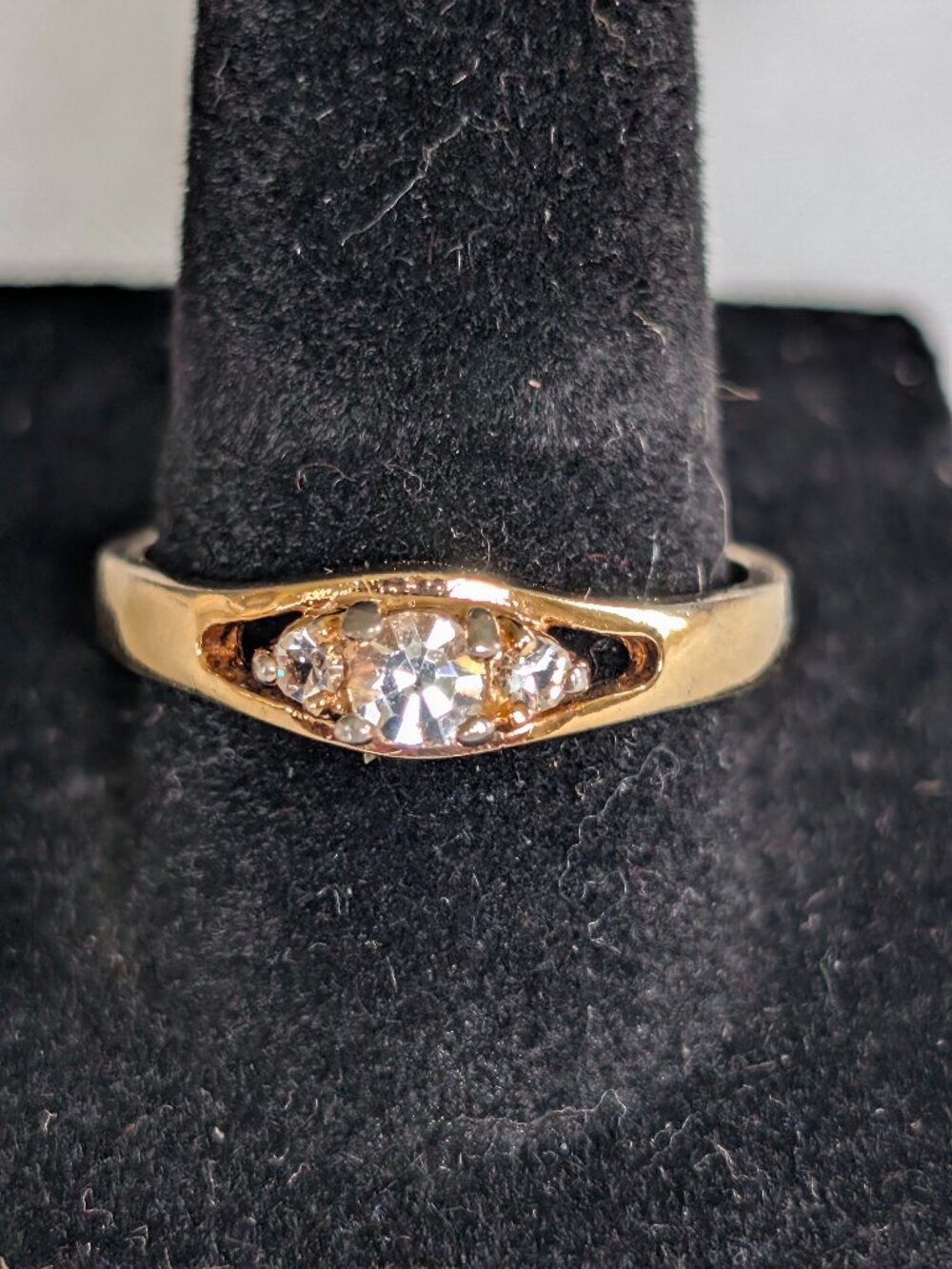 Gold-toned Crystal CZ Ring Vintage Size 8.75